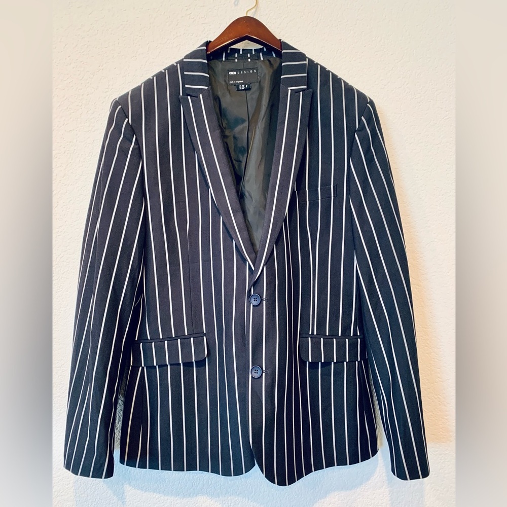 NWOT ASOS Mens Sport Coat / Suit Jacket Black with Pin Stripes Size 42 Regular - Picture 11 of 11